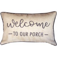 FAVDEC Embroidered Linen Welcome to Our Porch Lumbar Accent Throw Pillow Cover 12 Inches x 20 Inches Cover Only