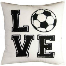 FAVDEC Embroidered Decorative Throw Pillow Cover, Love Soccer Throw Pillow Cover 18 Inches x 18 Inches Cover Only (Love-Soccer)