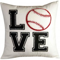 FAVDEC Embroidered Decorative Throw Pillow Cover, Love Baseball Throw Pillow Cover 18 Inches x 18 Inches Cover Only (Love-Baseball)