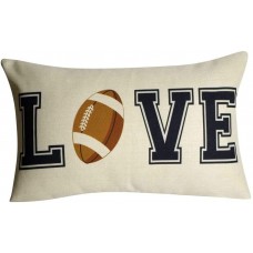 FAVDEC Decorative Love Sporting Ball Pillow Cover 12 Inches x 20 Inches, Throw Pillow Cover with Love Football Pattern, Cover Only (Football)