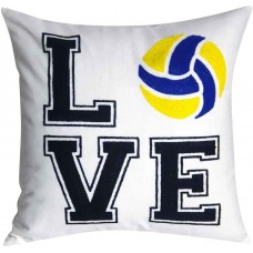 FAVDEC Embroidered Volleyball Decorative Throw Pillow Cover, Love Volleyball Throw Pillow Cover 18 Inches x 18 Inches Cover Only