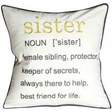 FAVDEC Embroidered Sister Definition Decorative Throw Pillow Cover, Gift to Sister 18 Inches x 18 Inches Cover Only