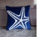 FAVDEC Embroidered Navy Starfish Decorative Throw Pillow Cover, Starfish Throw Pillow Cover 18 Inches x 18 Inches Cover Only