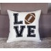 FAVDEC Embroidered Football Decorative Throw Pillow Cover, Love Football Throw Pillow Cover 18 Inches x 18 Inches Cover Onl