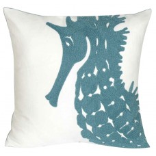 Embroidered Seagreen Seahorse Pillow Covers 