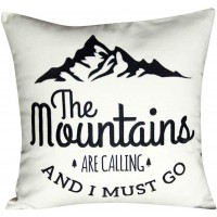 FAVDEC Embroidered The Mountains are Calling and I Must Go Decorative Throw Pillow Cover