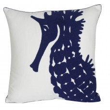 Embroidered Navy Seahorse Pillow Covers 