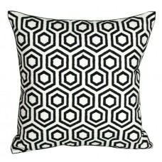 Embroidered Black Hex Throw Pillow Cover