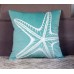 FAVDEC Embroidered Teal Starfish Decorative Throw Pillow Cover, Starfish Throw Pillow Cover 18 Inches x 18 Inches Cover Only